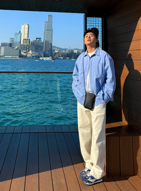 SANBAI 叁佰【白墙】猫须牛仔裤男新款美式直筒宽松休闲复古长裤