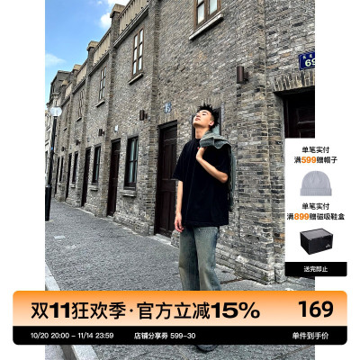 SANBAI复古水洗伐木牛仔长裤