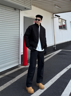 SANBAI 叁佰【3D军鸟】春季黑色宽松运动长裤男户外防水冲锋裤