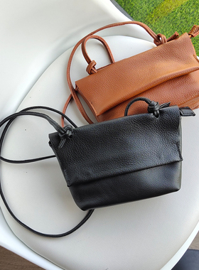 日韩极简轻便复古真皮小包森系女士头层牛皮单肩包手机斜挎小方包