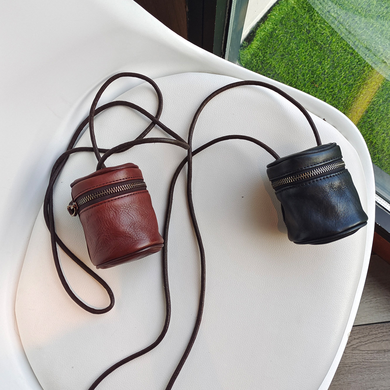 森系圆筒装饰牛皮迷你小女包mini