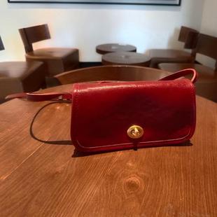 轻复古森系头层植鞣牛皮横款 马鞍小方包原创女士单肩包手机斜挎包