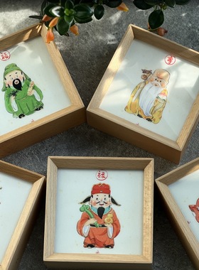 喵9蓬莱岛卡通可爱五福柚木发光灯箱新年家居摆件