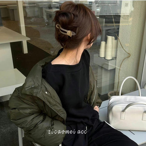 盘发抓夹亚克力简约百搭大号发夹