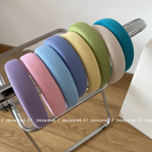 韩国奶油色系海绵发箍复古百搭宽边彩色外出头箍气质压发发卡头饰