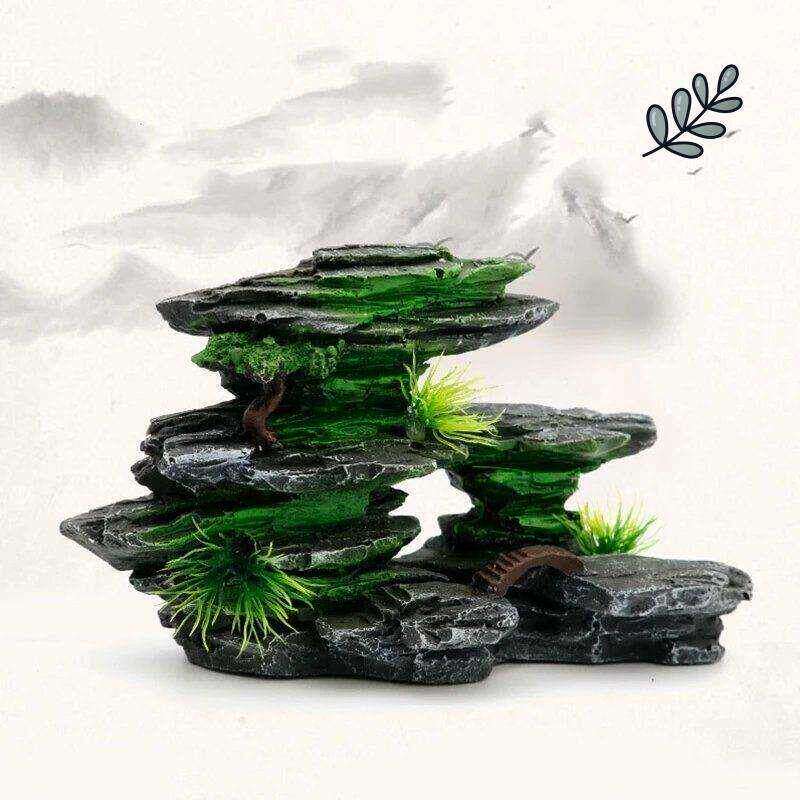 鱼缸造景石头假山天然树脂造景仿真石头用品龟鱼缸装饰水族箱
