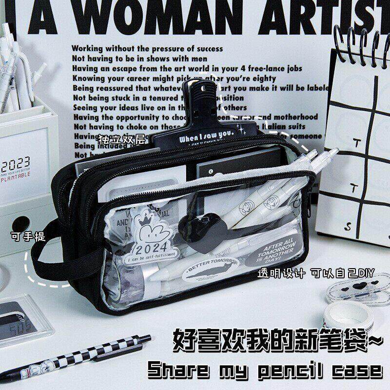 笔袋小众不撞款女士高颜值美式韩式风追星女孩文具袋可放韩系小卡
