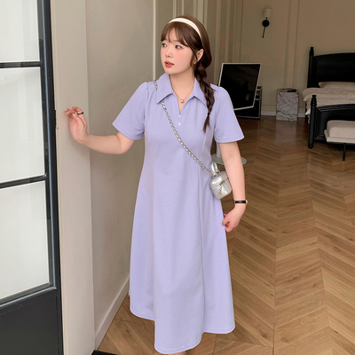 连衣裙减龄Polo领显瘦垂感宽松裙