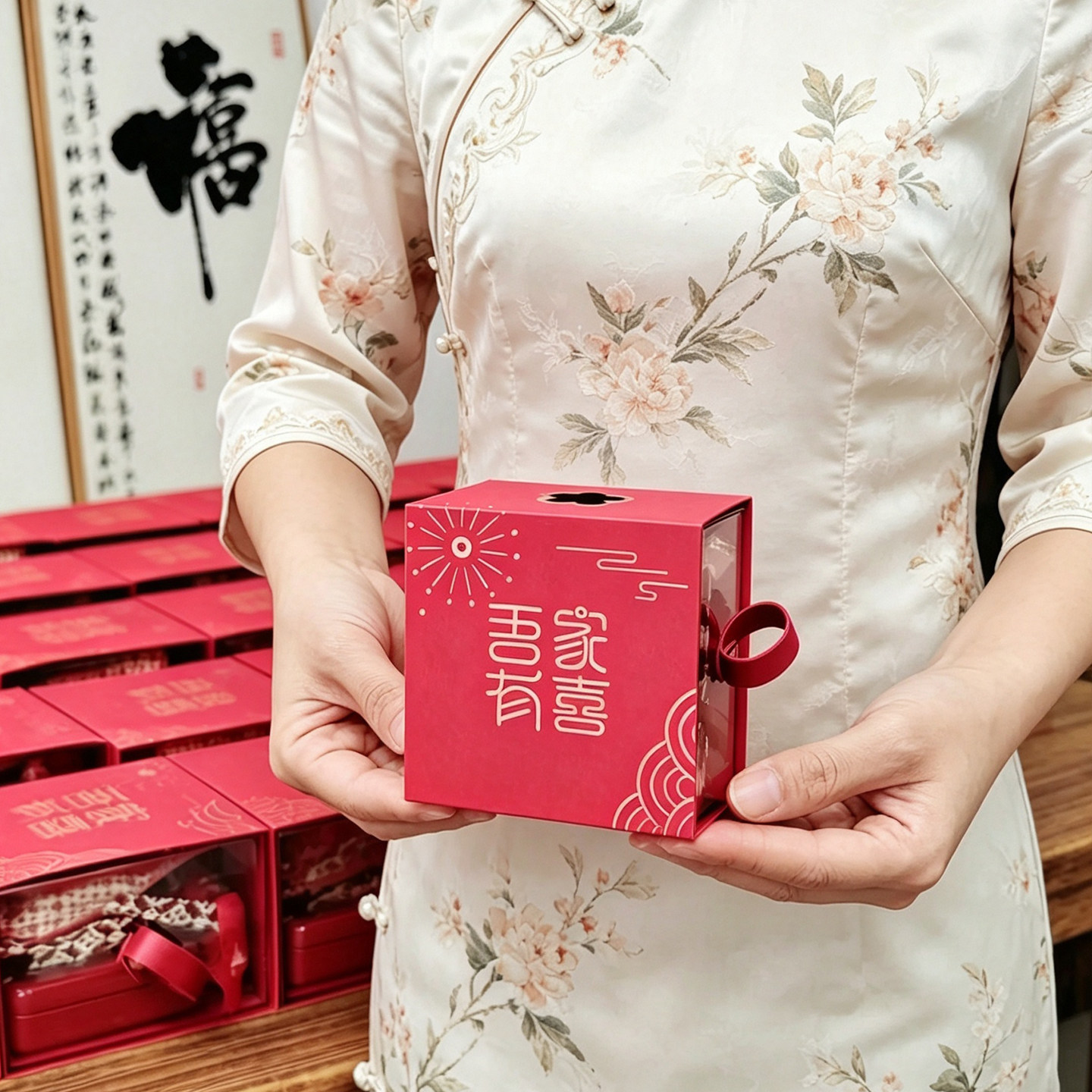 花半里新中式亚克力抽屉式喜糖盒透明桌糖婚礼结婚伴手礼糖果盒子