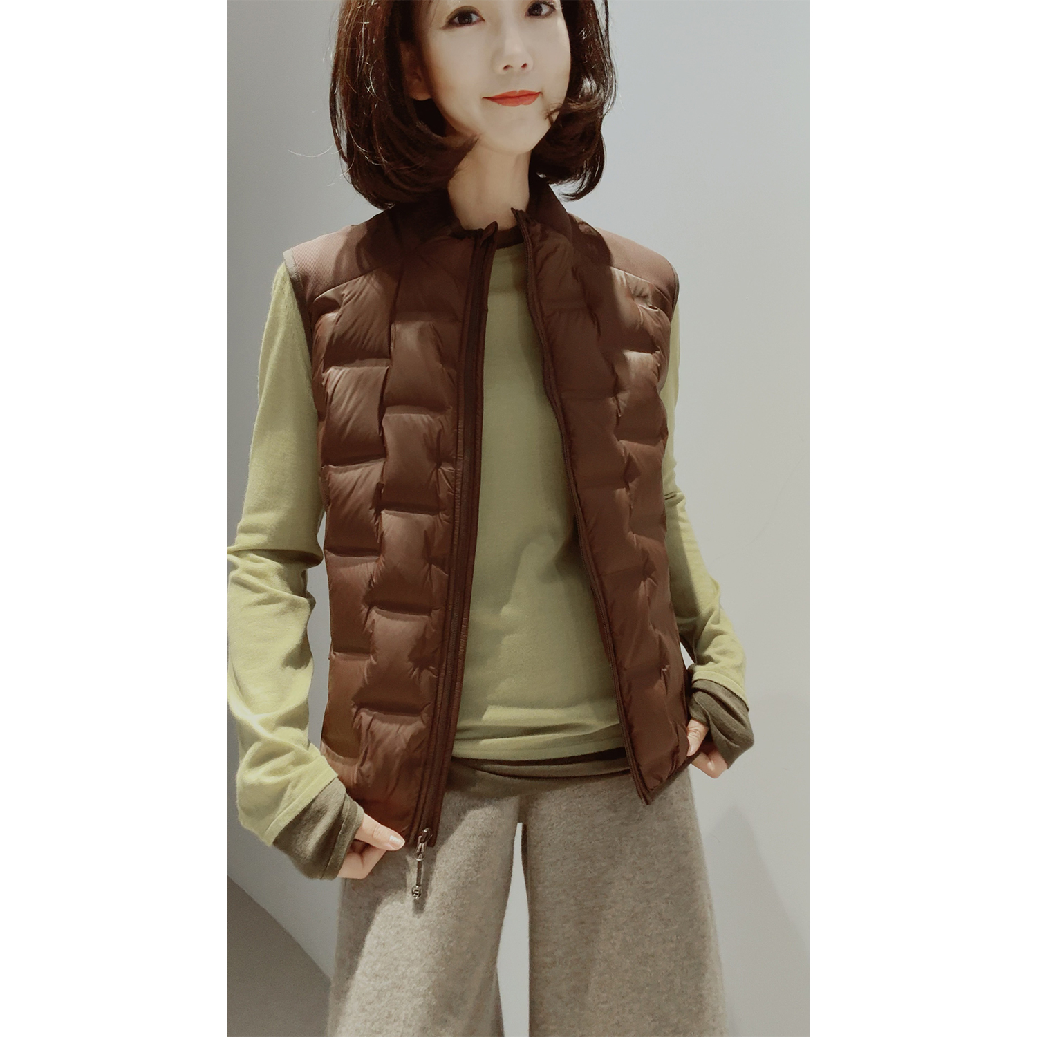 可水洗扬子羊毛假2件空气长袖T恤