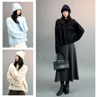 25冬~嵿级79%ALPACA羊驼毛 钱币扣开衫\圆领廓形毛衣\U型帽