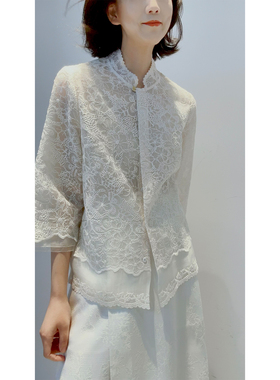 26春【天女散花/100真丝/43万针仿手绣】七分袖/蕾丝外套(附内吊)