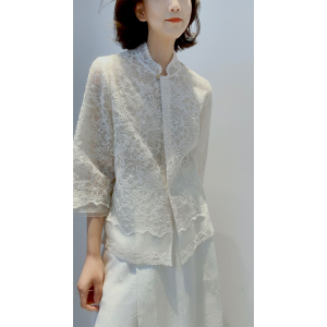 26春【天女散花/100真丝/43万针仿手绣】七分袖/蕾丝外套(附内吊)