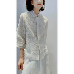 26春【天女散花/100真丝/43万针仿手绣】七分袖/蕾丝外套(附内吊)