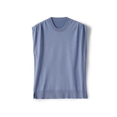 【ZZ0806308】纸片人!佰搭神器手工碎褶~时髦微宽/直角肩针织上衣