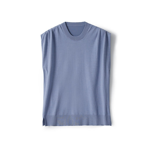 【ZZ0806308】纸片人!佰搭神器手工碎褶~时髦微宽/直角肩针织上衣