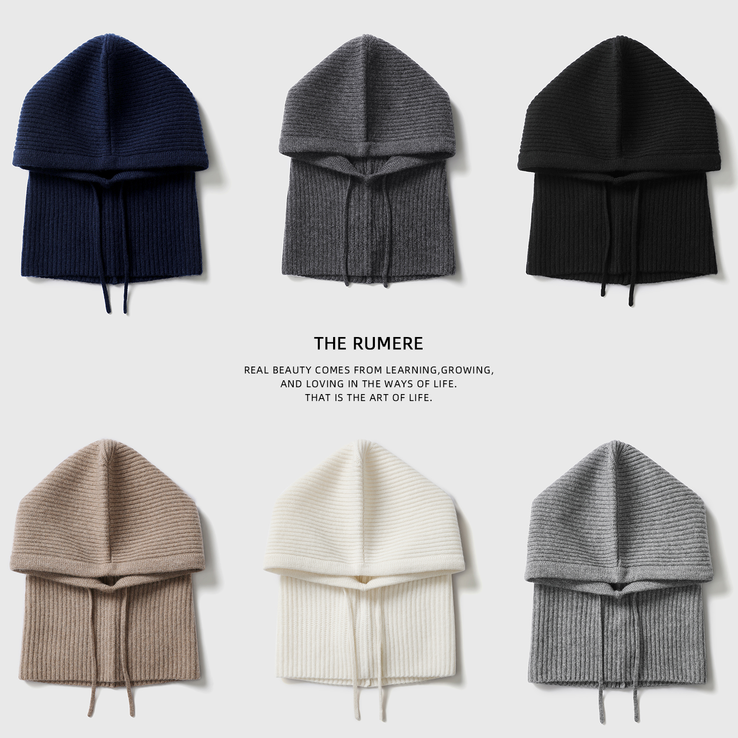 舒适温暖全羊绒百搭巴拉克拉法帽