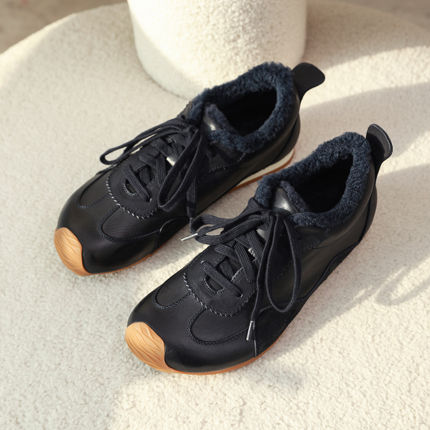 26新~LOEW*E同款【水洗马皮/柔软油亮/羊毛边+绒里】 复古 德训鞋,女鞋,时尚休闲鞋,淘宝优惠券,粉丝福利购,淘宝优惠卷