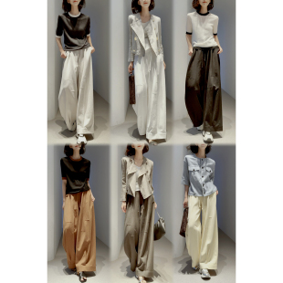 通勤休闲裤 抽绳阔腿 肌理感 女宽松春款 遮肉系列•悠然自在裤