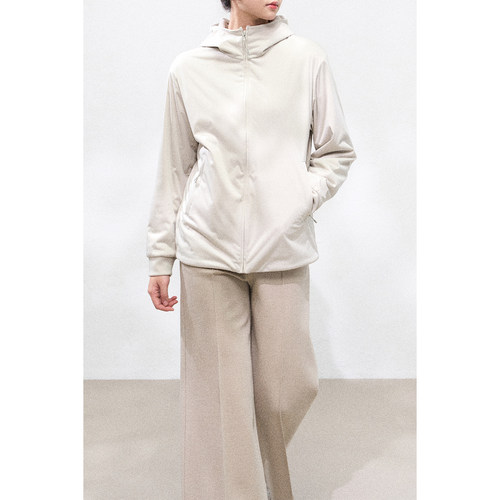 防水防风料高弹暖绒拉链连帽外套