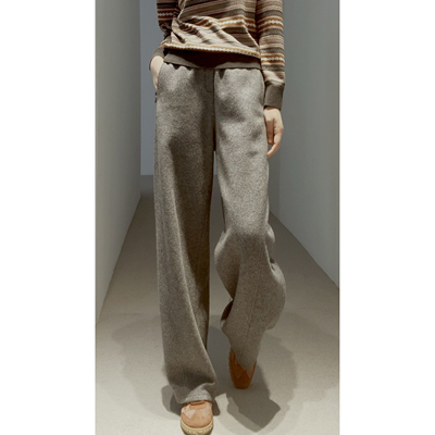 糯感双层针织羊毛混色香蕉奶奶裤