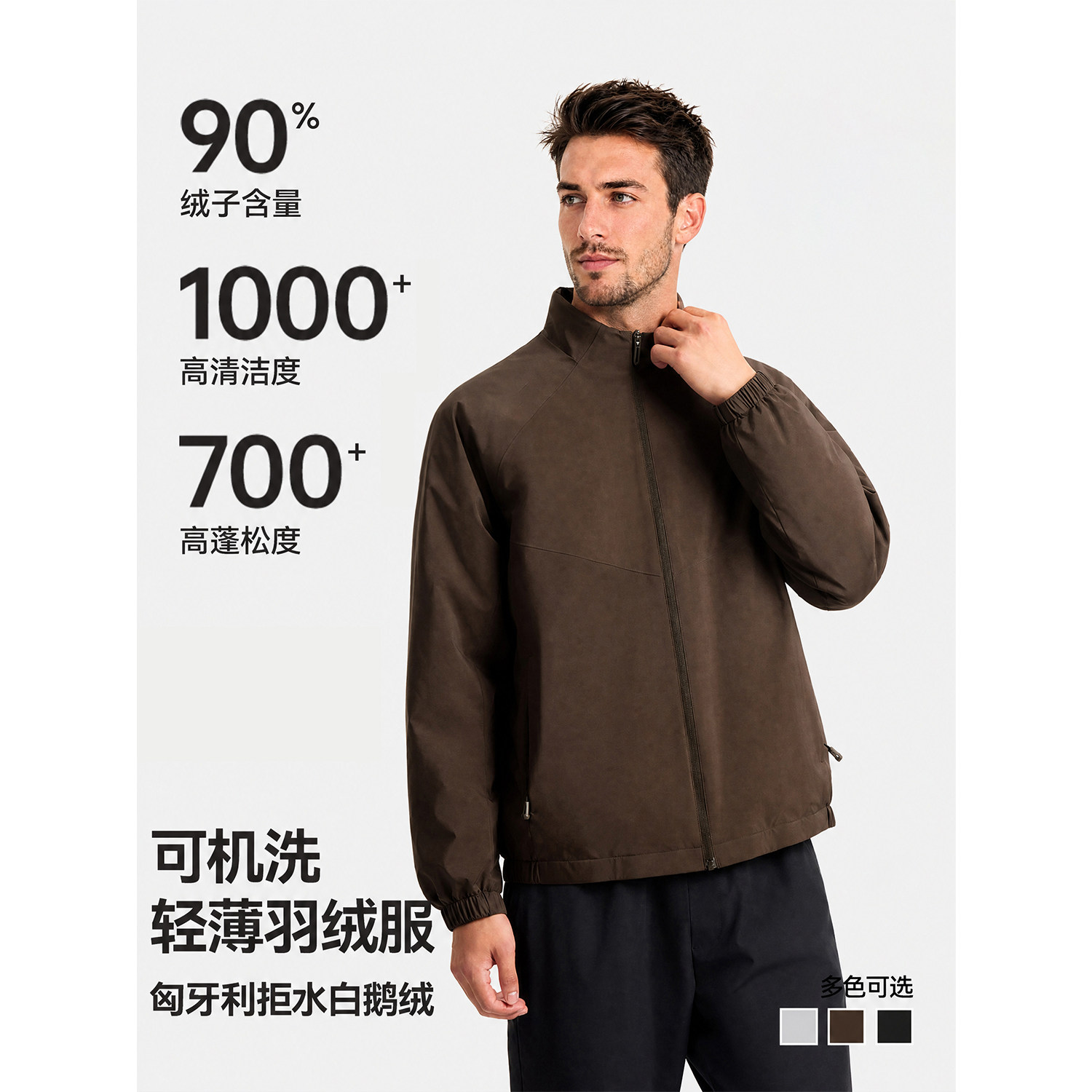 戎美户外软壳【匈牙利拒水白鹅绒/可机洗/轻暖压胶工艺】鹅绒服男