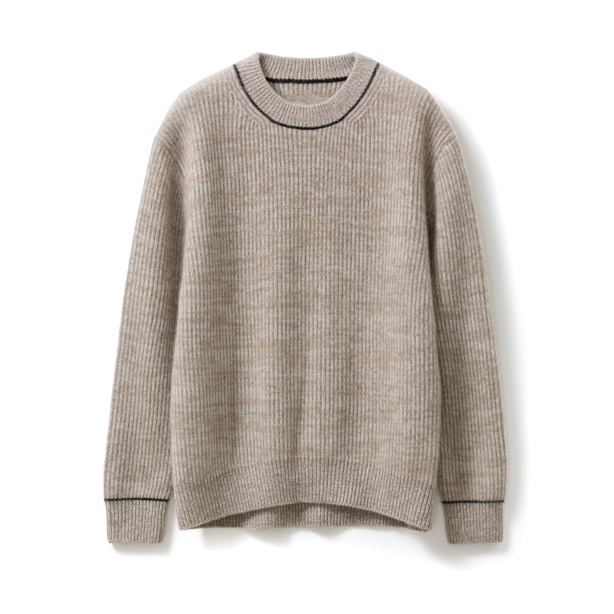 *禾同款/100羊绒/混色彩纱/立体鱼鳞针】撞色边/高克重针织系列