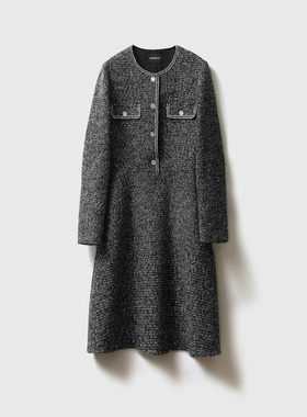 戎美【QZ1101137】暗花绣手工勾勒设计！精纺羊毛/轻奢针织连衣裙