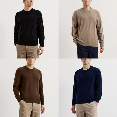 高奢100羊绒/舒适无缝圆领针织衫