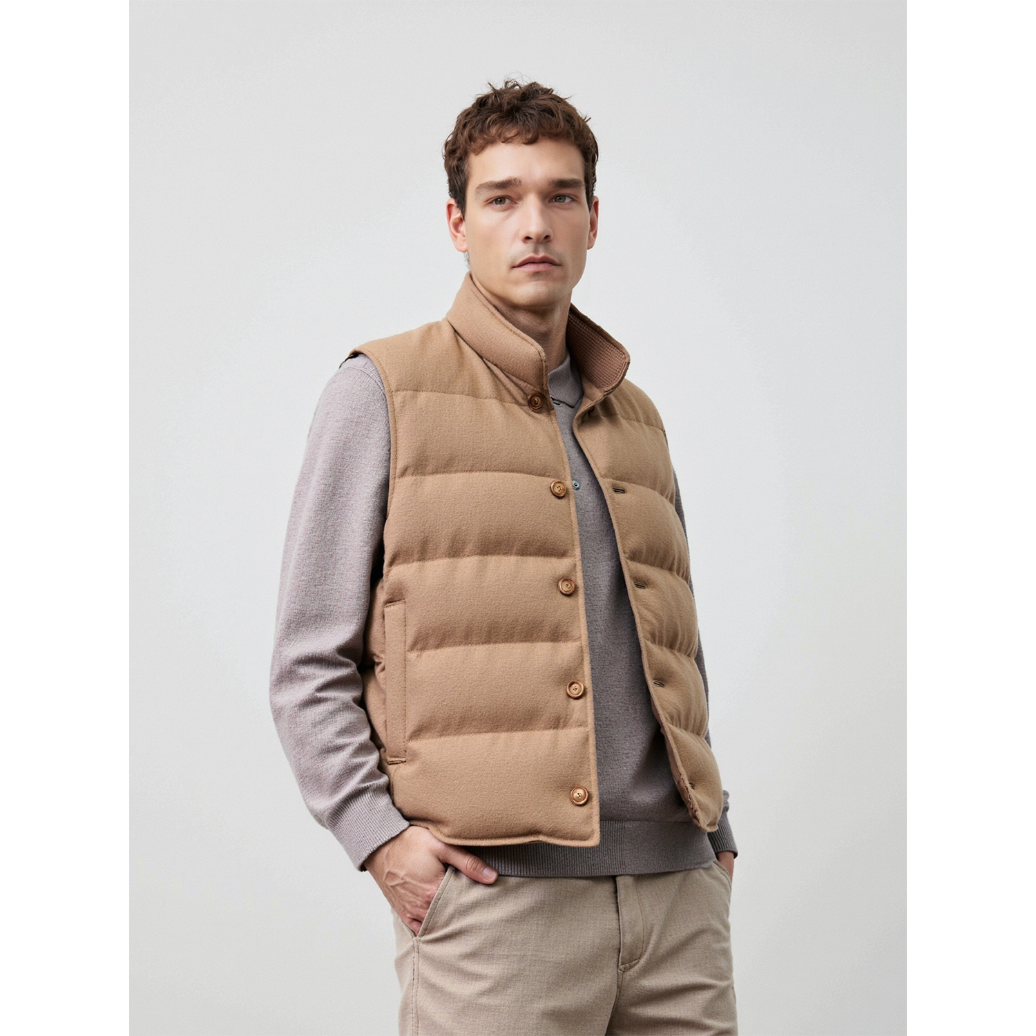 25冬~B*C同款【骆驼绒/白鹅绒/山羊绒领】都市轻行/男士/叠穿马甲