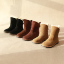 25新~勃肯冬款【牛猄+羊毛一体/内增高/双翻多穿】一脚蹬/中筒靴