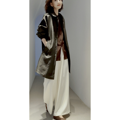 *禾真丝香云纱脱卸连帽派克风衣