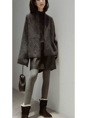 柔肤之享【100羊绒拉绒_纸片人/百搭实用】慵懒针织毛衣/开衫外套