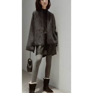 开衫 柔肤之享 慵懒针织毛衣 百搭实用 外套 100羊绒拉绒_纸片人