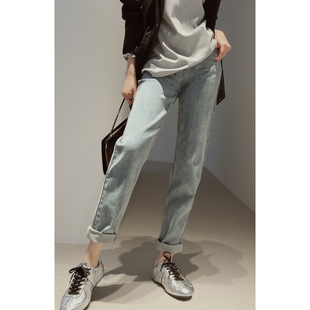 微锥小鸟腿牛仔裤 新 舒适棉弹 意大利進口 浅春系牛仔