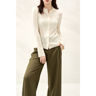 软制塑身衫 细坑条 裸肤感 精纺100羊毛 显瘦▪修身