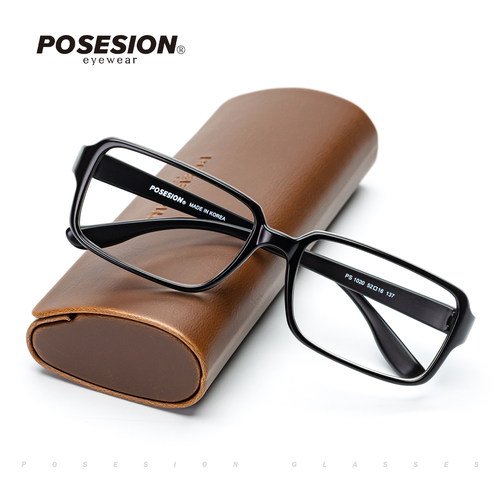 POSESION方形眼镜框TR90超轻眼镜框时尚方框大脸配近视度数男女款