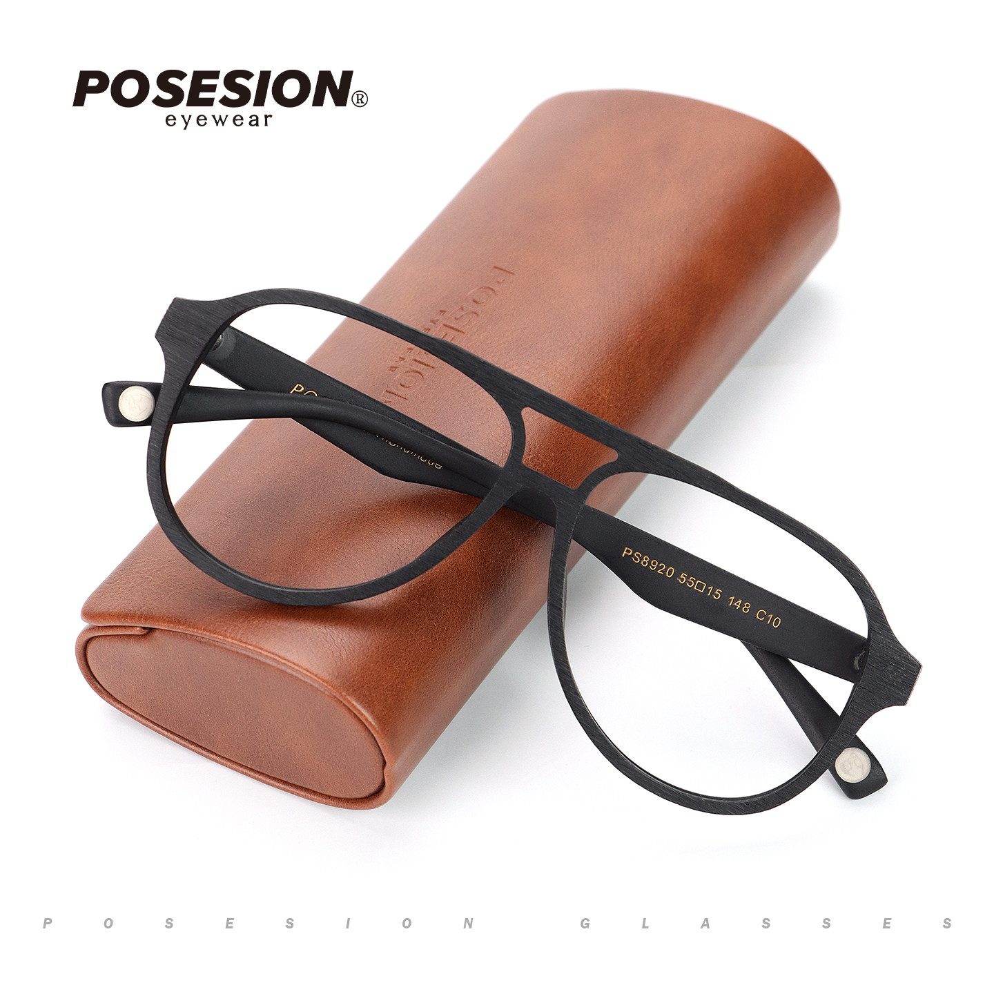 POSESION经典飞行员眼镜框大框双梁眼镜架木质可配近视度数眼睛框