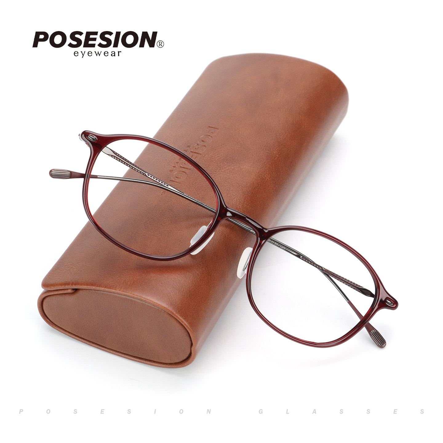 眼镜框POSESION轻细时尚纯钛塑钢