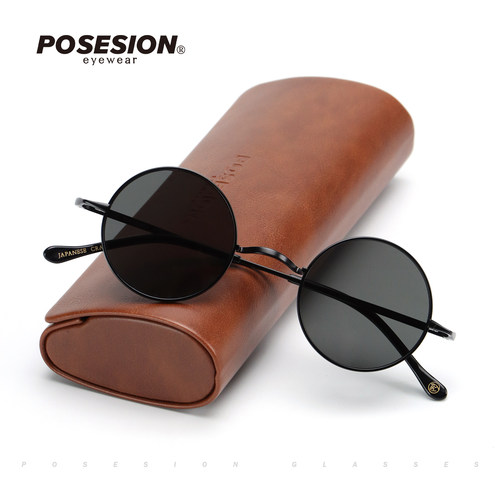 POSESION纯钛复古简约圆形太阳镜