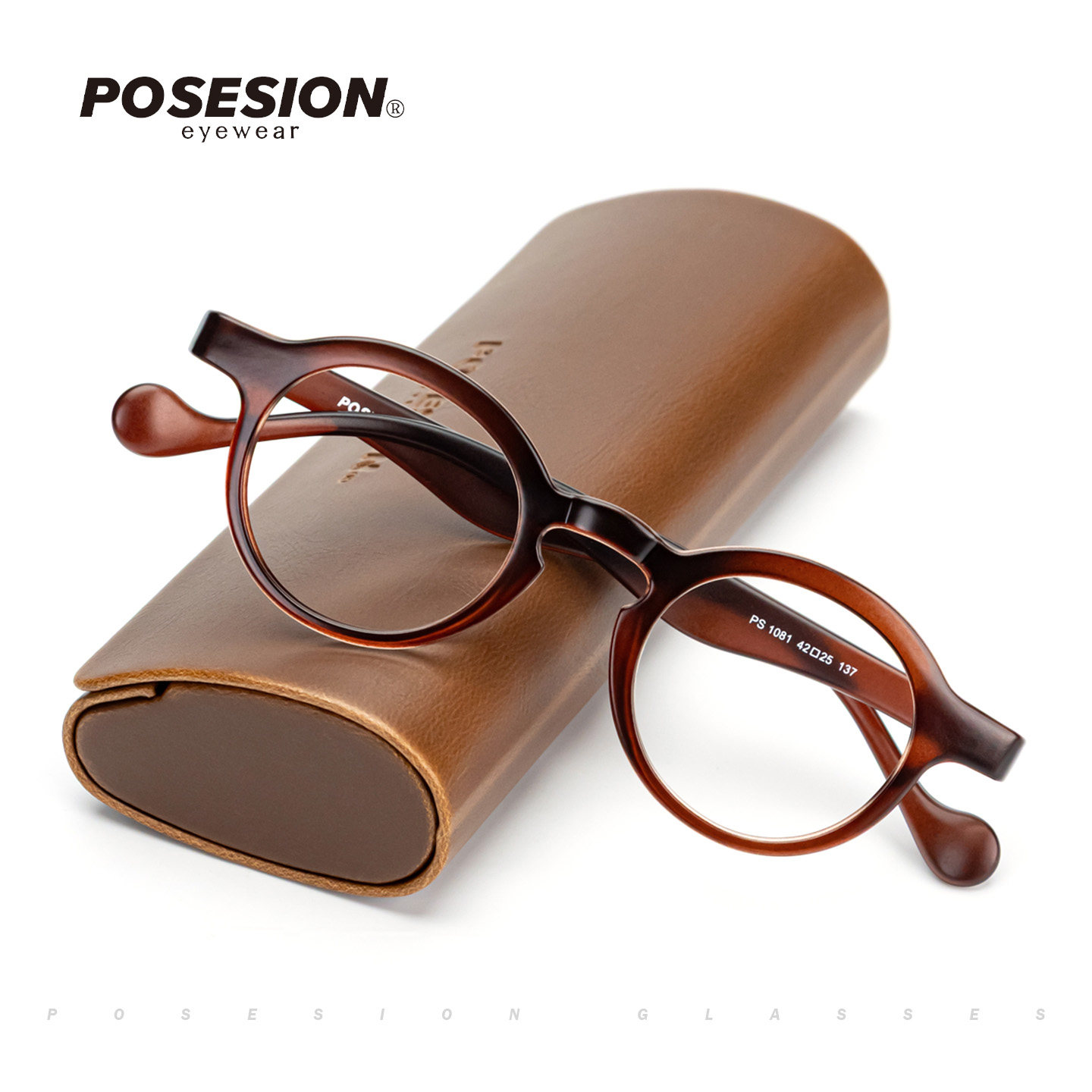 POSESION复古小圆框眼镜近视眼镜框男款TR90眼睛架透亮文艺黑框女