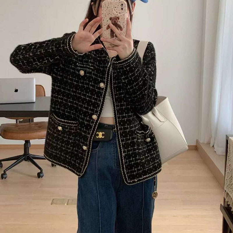 秋冬洋气百搭法式小香风貂绒外套