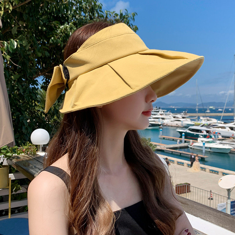 遮阳帽女夏季春秋百搭时尚韩版潮荷叶边空顶大檐遮阳防晒太阳帽子