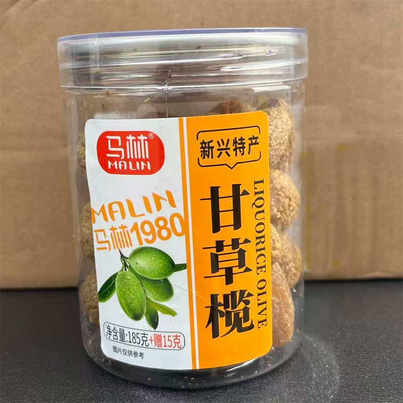 马林甘草榄橄榄干零食泡水蜜饯果干罐装185g新兴凉果特产