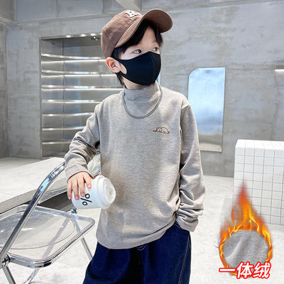 男童秋冬贴身双面德绒高领打底衫