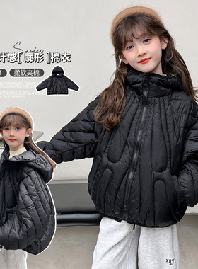 女童冬装棉服外套2025新款中大儿童轻薄棉衣女孩时髦洋气秋冬上衣