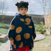 儿童女童大童羊毛斗篷圆点外套毛呢大衣 新款 更牌童装 冬季