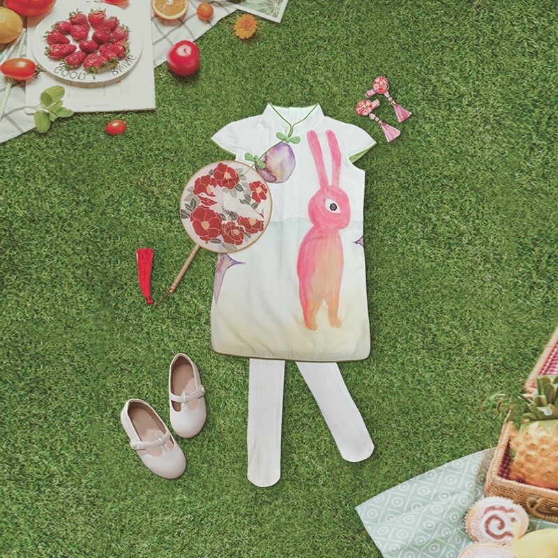 童装夏季印花原创民族风旗袍