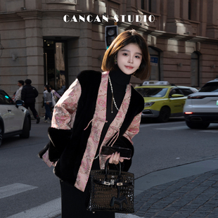 CANCAN STUDIO【知春意】新中式原创设计夹棉宋锦上衣外套G242501