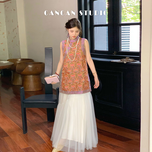 CANCANSTUDIO灵芝花蜀锦上衣